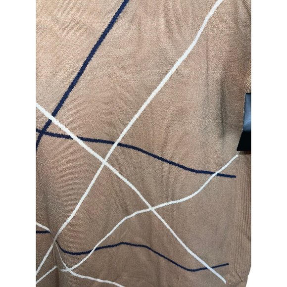 ALFANI Women's XL Mock-Neck Striped Sweater in Camel Tan - Picture 5 of 12